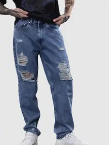 Snitch Men Distressed Baggy Fit Jeans