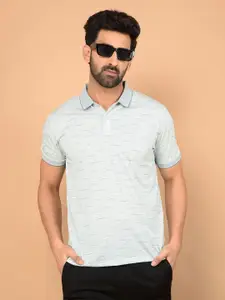 Crimsoune Club Men Striped Polo Collar Cotton Slim Fit T-shirt