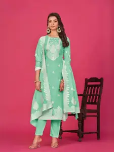 ODETTE Floral Embroidered Organza Semi-Stitched Dress Material