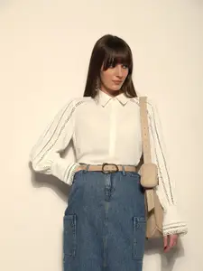 Vero Moda Women Spread Collar Textured Casual Shirt