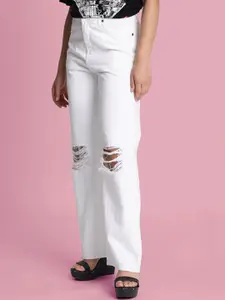 Bene Kleed Women Straight Fit High-Rise Slash Knee Jeans