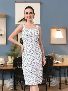 IUGA Floral Printed Shoulder Straps Sheath Dress