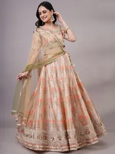 Utsav Fashion Embellished Beads and Stones Ready to Wear Lehenga & Choli With Dupatta