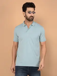 Crimsoune Club Men Geometric Printed Polo Collar Cotton Slim Fit T-shirt