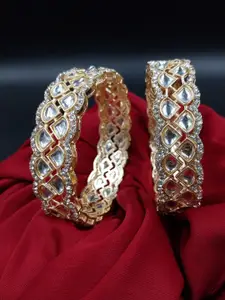 Anouk Set Of 2 Gold-Plated Kundan-Studded Wedding Bangles