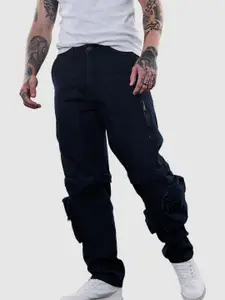 Snitch Navy Plain Baggy Fit Jeans