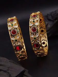 Anouk Set Of 2 Gold-Plated Kundan-Studded Bangles
