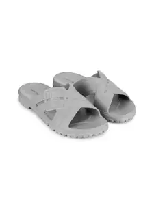 Hoppa Women Self Design Grey Sliders