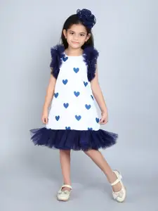 Pink Chick Girl Printed Ruffles Flutter Sleeve Cotton A-Line Dress