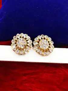 Anujeet Fashion Hub Gold Plated American Diamond Studded Circular Studs