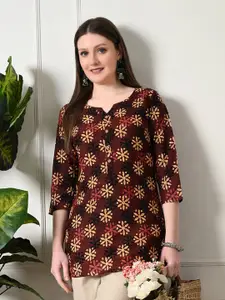 KALINI Womens Brown Ethnic Motifs Printed Kurti