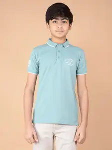 Crimsoune Club Boys Typography Printed Polo Collar Cotton Slim Fit T-shirt