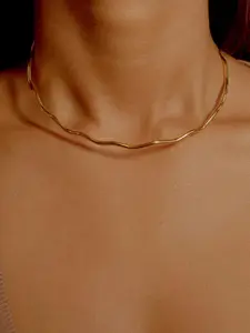 House of Pehr Gold Plated Simple Statement Ripple Necklace