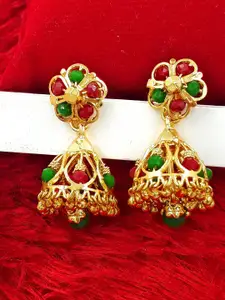 Anujeet Fashion Hub Gold Plated Artificial Beads Beaded Dome Shaped Impon Jhumkas