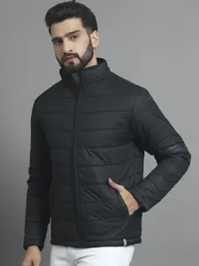 RENUOVO Men Mock Collar Solid Casual Padded Jacket