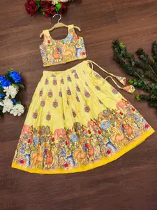 BAESD Girls Abstract Printed Lehenga With Blouse