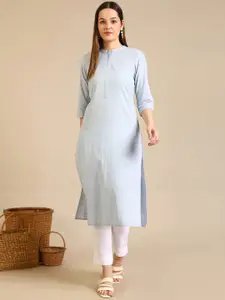 AURELIA Band Collar Pure Cotton Straight Kurta