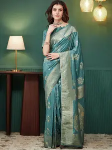 Satrani Indie Floral Woven Design Zari Pure Silk Banarasi Saree