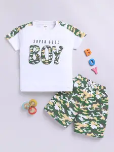 LITTLE NINJA Boys Printed Round Neck Pure Cotton T-shirt With Shorts