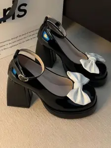 Street Style Store Women Platform Heel Pumps with Bows