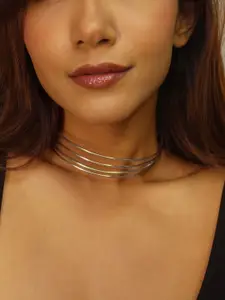 House of Pehr Silver Plated Women's Statement Ring Style Mesh Choker Necklace