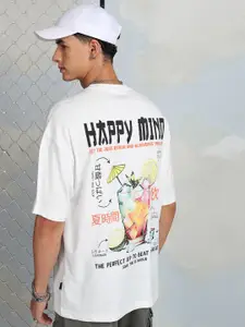 HIGHLANDER Typography Printed Drop-Shoulder Sleeves Cotton Oversized T Shirt