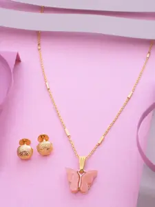 Ramdev Art Fashion Jwellery Gold-Plated Butterfly Shaped Pendant Jewellery Set