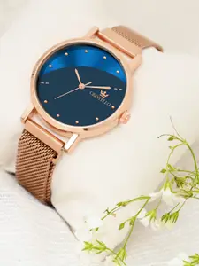 CRESTELLO Women Embellished Dial & Bracelet Style Straps Analogue Watch CR-RG152-BLU
