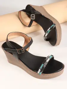 DressBerry Women Wedge Sandals with Buckles