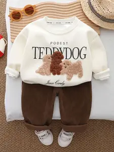 StyleCast x Revolte Boys Self Design Round Neck T-shirt With Trousers