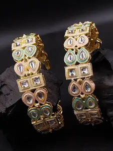 Anouk Set Of 2 Gold-Plated Kundan-Studded Rajasthani Bangles