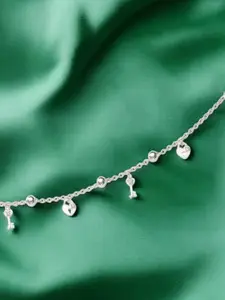 Taraash 925 Sterling Silver Lock & Key Shaped Charm Anklet