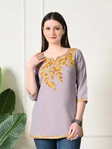 KALINI Women Embroidered Ethnic Motifs Yoke Design Pure Cotton Kurti