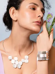 House of Pehr Silver Plated Modern Honeycomb Hasli Choker Necklace