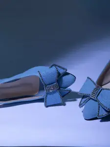 Schon Zapato Women Embellished Dazzling Denim with Bows