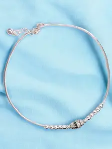 Taraash 925 Sterling Silver Cubic Zirconia Studded Anklet