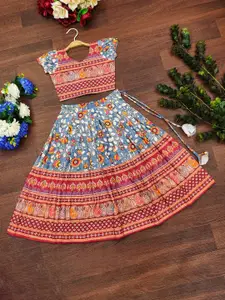 BAESD Girls Floral Printed Lehenga With Blouse