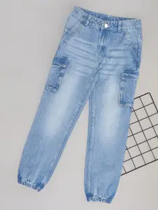 Pantaloons Junior Girls Whiskers and Chevrons Mid-Rise Cargo Styles Cotton Jeans