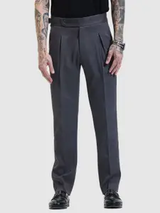 Snitch Men Charcoal Grey Slim Fit Trousers
