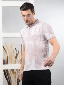 Crimsoune Club Men Typography Printed Polo Collar Cotton Slim Fit T-shirt