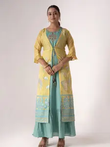 ODETTE Floral Embroidered Semi-Stitched Dress Material