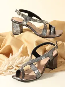 Denill Women Open Toe Block Sandals with Buckle