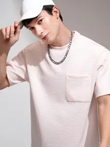 HIGHLANDER Men Self Design Round Neck Relaxed Fit T-shirt