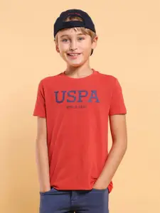 U.S. Polo Assn. Kids Boys Typography Printed Round Neck Cotton T-shirt