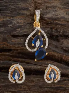 Kushal's Fashion Jewellery Mint Rhodium Gold-Embellished Bridal Party Zircon Pendant Set