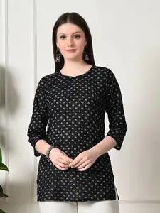 KALINI Bandhani Printed Keyhole Neck Kurti