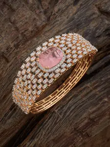 Kushal's Fashion Jewellery Gold Plated Ruby Cubic Zircon Embellished Bridal Kada Bangle
