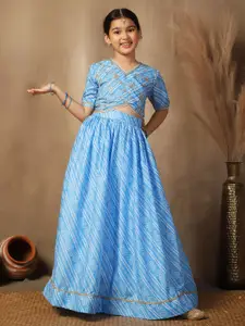 Sangria Girls Bandhani Printed Short Sleeves Lehenga Choli