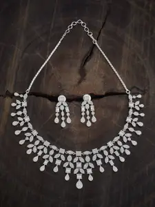 Kushal's Fashion Jewellery White Rhodium-Plated Party Zircon Necklace