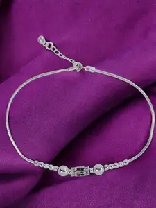 Taraash 925 Sterling Silver Cubic Zirconia Studded Anklet